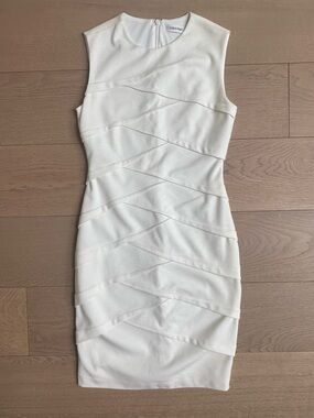 calvin klein white sleeveless dress Women's Dress, Essential Sheath, White, 10 at Amazon Women's Clothing store this mid Calvin Klein | Dresses |